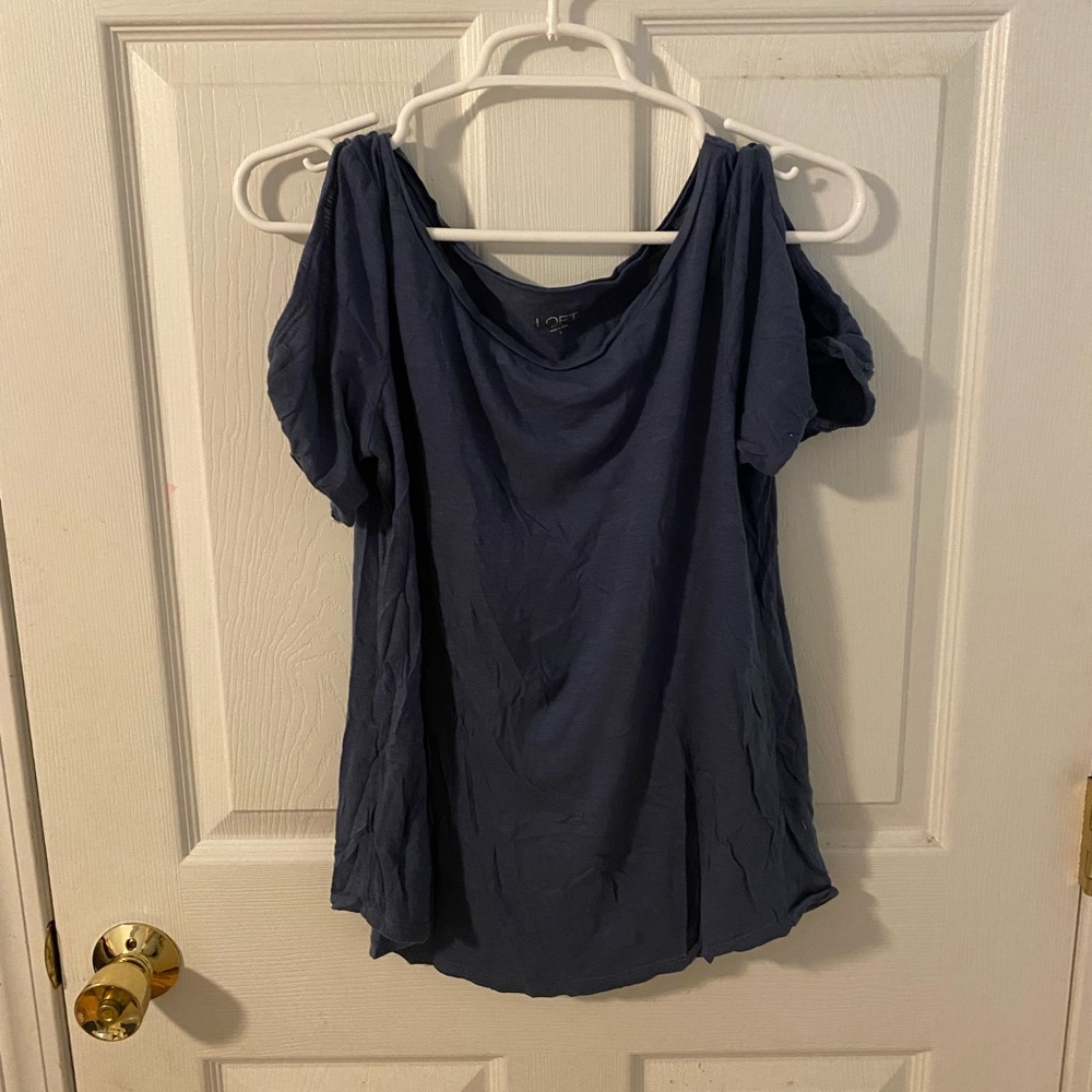 Loft cold shoulder Greyish blue t shirt size small